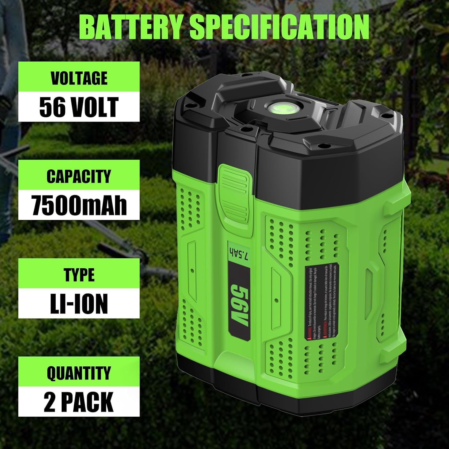 1Pack 7500mAh 56Volt Lithium ion Battery Replacement for EGO 56V Battery 7.5Ah Compatible with EGO Battery 56V Cordless Tools (Green)