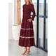 thumbnail image 4 of Vestido midi PRETTYGARDEN de manga larga para mujer, color rojo vino, 4 of 9