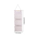 thumbnail image 3 of Linnome 3 Pocket Striped Wall Hanging Storage Organizer Wooden Rod Fabric Door Caddy Multi Layer Hanging Pouch for Bedroom Living Room Book Small Item Storage, 3 of 9
