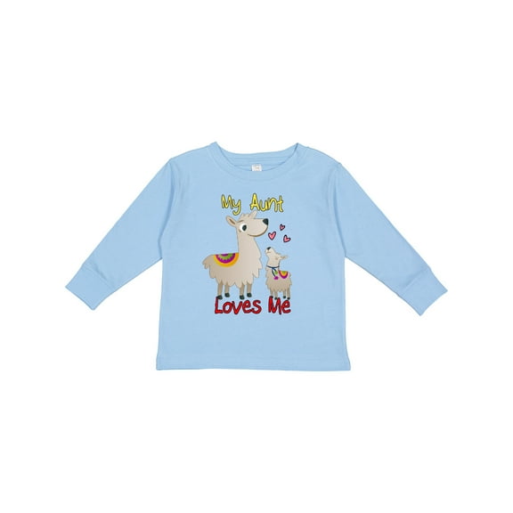 Inktastic My Aunt Loves Me Llama Boys or Girls Long Sleeve Toddler T-Shirt