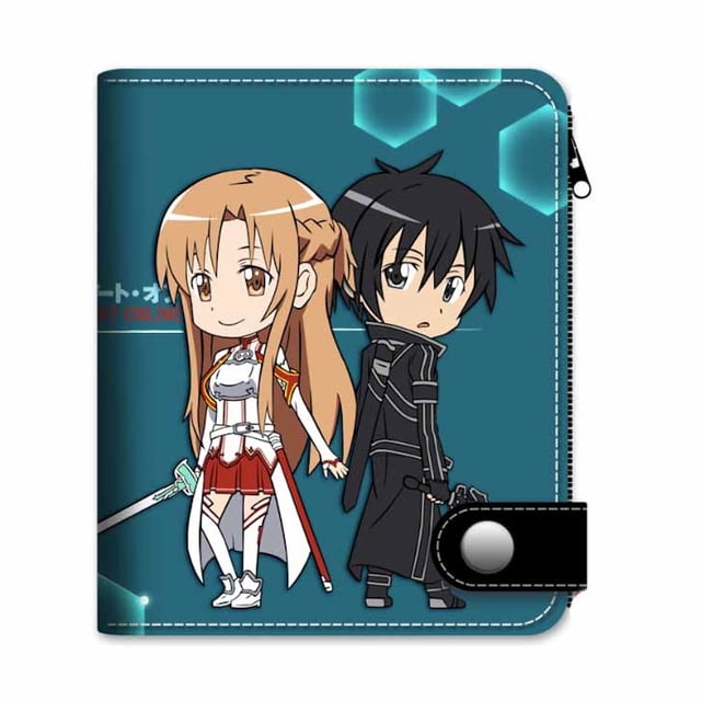 Monedero Kiritos Anime Characters, delgado, plegable, de piel sintética