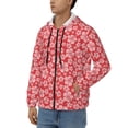 thumbnail image 3 of Kdxio Red Hibiscus Flower Print Men Hoodies Casual Hoodies for Men with Zip Pockets Full Zip Long Sleeve Sweatshirt Sports Hooded Jacket-X-Large, 3 of 5