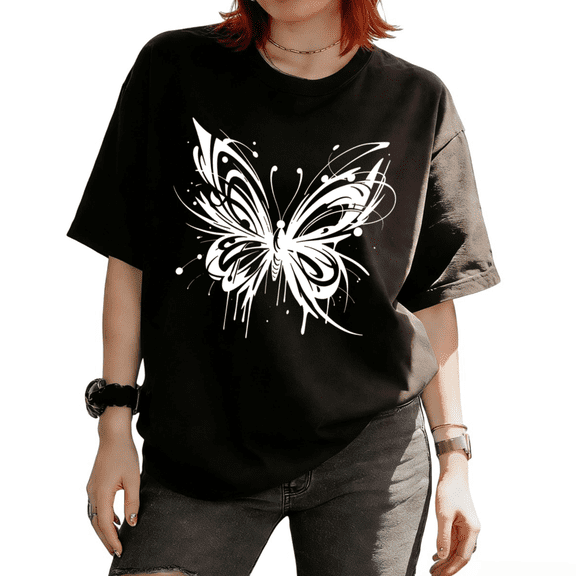 Cozymy Women's Tribal Butterfly Graphic Tops Short Sleeve T-Shirt softness and breathability Tees