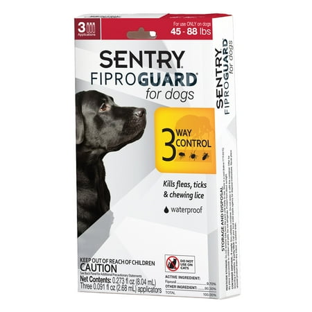 UPC: 0073091029526 | Sentry FiproGuard Dog Flea & Tick Topical 44-89 Pound 3 Monthly Treatments
