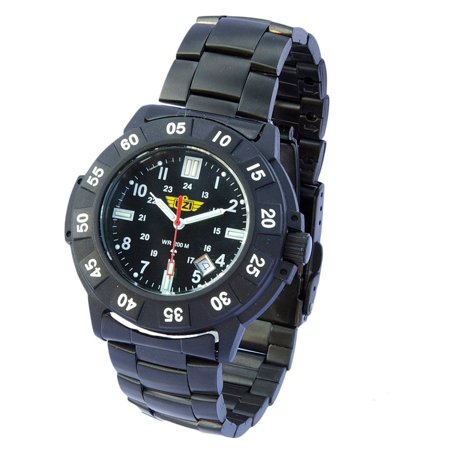 - UZI Protector Tritium H3 Watch with Metal Strap - Black - UZI-001-M