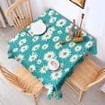 thumbnail image 2 of Turquoise Daisy Flower Pattern Square Tablecloth,Waterproof Square Table Cover,Wipeable Spillproof Washable Table Cover for Home Kitchen Party Decor 42"X42"(107x107cm), 2 of 6