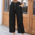 thumbnail image 2 of Fashion Casual Pants for Women Wide Leg Loose Solid Color Button Pocket Trousers Pants 50% Off Clearance!, 2 of 9