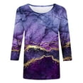 thumbnail image 4 of Lilgiuy Blouses for Women Comforty Casual 3/4 sleeve Fashion Printed Loose T-shirt Round Neck Casual Tops for Daily Wear, 4 of 5