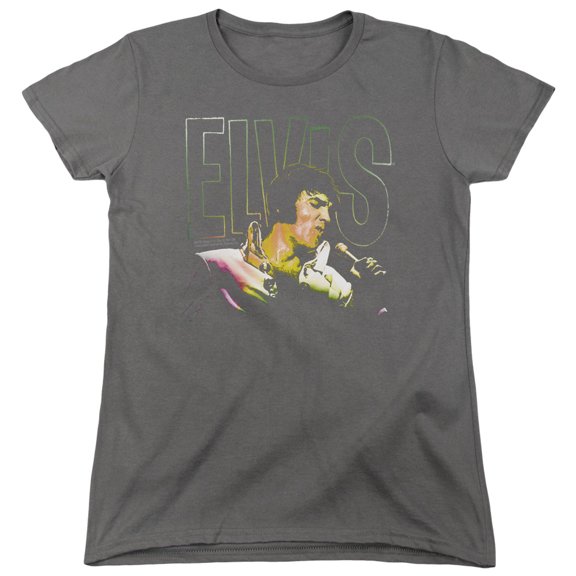 Elvis Presley Multicolored Women's T-Shirt Charcoal
