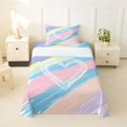 thumbnail image 2 of Manfei Watercolor Rainbow Twin Sheets, Oil Printing Lines Bedding, Pink Blue, 3-Piece, 1 Flat Sheet, 1 Fitted Sheet and 1 Pillowcase, 2 of 6