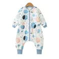 thumbnail image 5 of Saco de dormir de algodón puro para niños pequeños, ropa de invierno para el hogar, traje de dormir con pierna dividida antipatadas, tela suave y cómoda para niños, 5 of 5