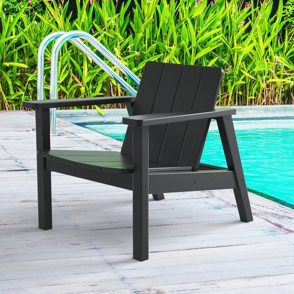 Adirondack Chair, HDPE All-Weather Adirondack Chair for Patio Garden Outdoors, Black