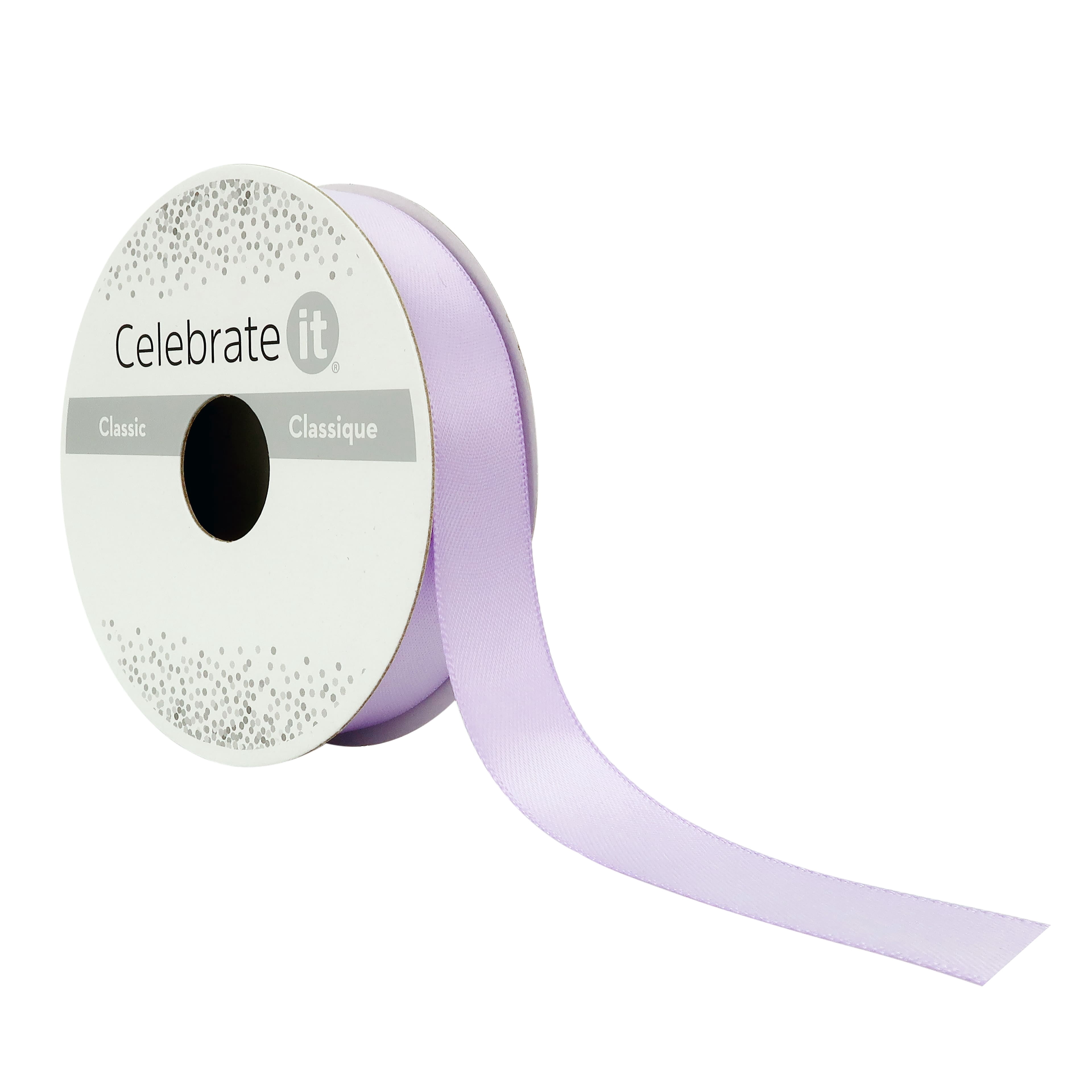 5/8" x 7yd Lavender Double Faced Satin Ribbon by Celebrate It – Smooth Polyester Finish - Non-Wired with Woven Edge - 12 Pack