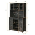 thumbnail image 3 of 70" Tall Farmhouse Coffee Bar Cabinet with Sliding Barn Doors, Ample Storage Shelves, 6-Bottle Wine Rack & 12 Stemware Slots for Kitchen & Dining Room Elegance, 3 of 9