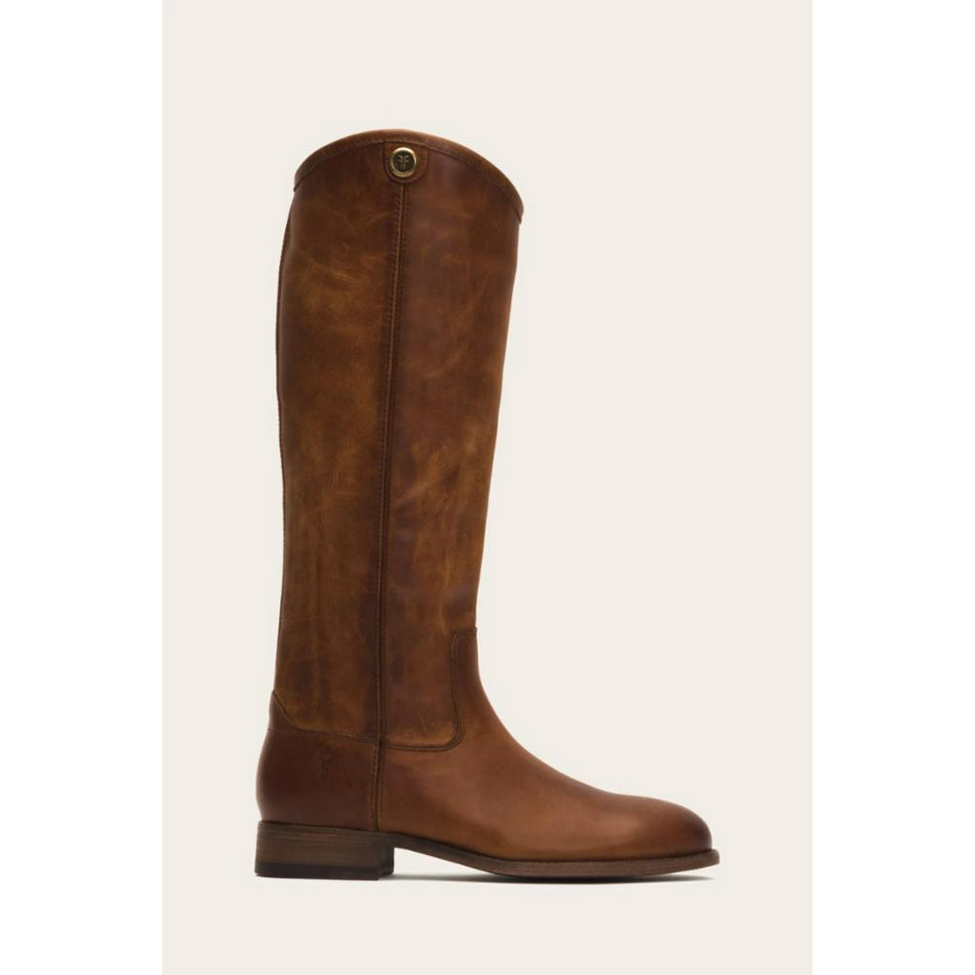 Frye Women MELISSA BUTTON TALL COGNAC/WASHED ANT PULL-UP FLAT