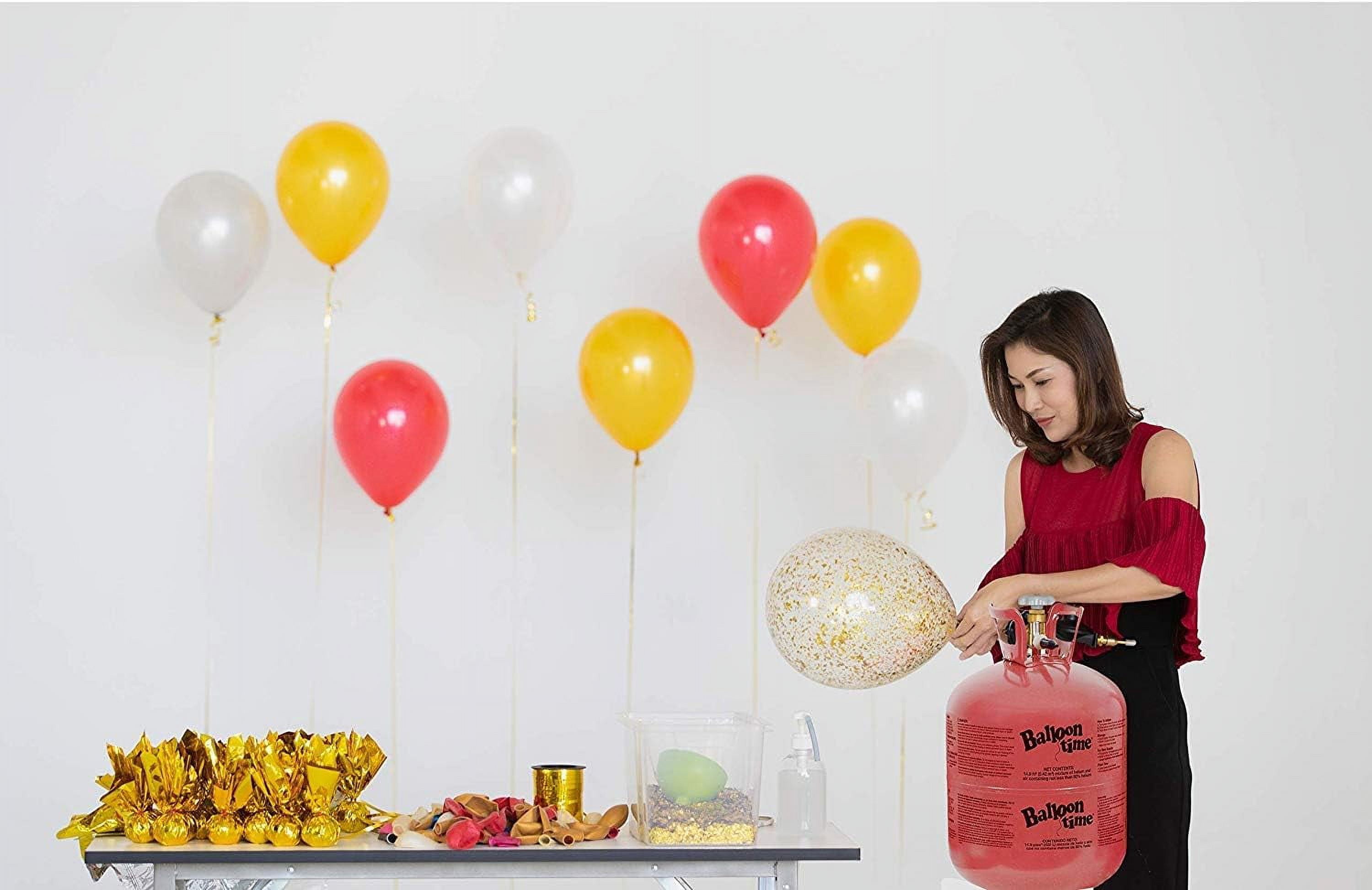 BLUE RIBBON Balloon Time Disposable Helium Tank 14.9 cu.ft - 50 Latex Party Balloons + Curling Ribbon + Hi Float + Drawstring Backpack Bag