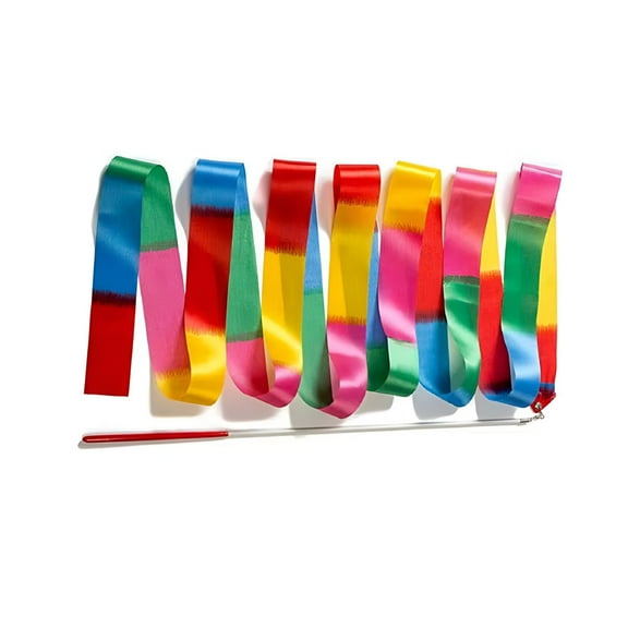 BESTSKY Dance Ribbons Rainbow Streamers Rhythmic Gymnastics Ribbon Baton Twirling Wands on Sticks for Kids Artistic Dancing
