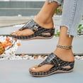 thumbnail image 3 of Rokment Women's Orthopedic Wedges Flip Flops Dress Sandals 2026 Summer Fashion Casual Comfortable Leather Platform Arch Support Walking Thongs Beach Slip on Slides Black Size 9, 3 of 7