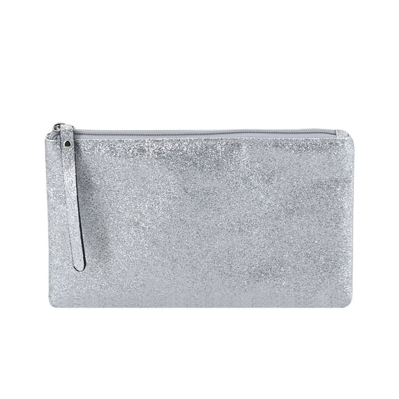 RittZi Celestial Glitter Pouch, Moonbeam Silver – Sparkling Makeup Bag, Festive Cosmetic Pouch