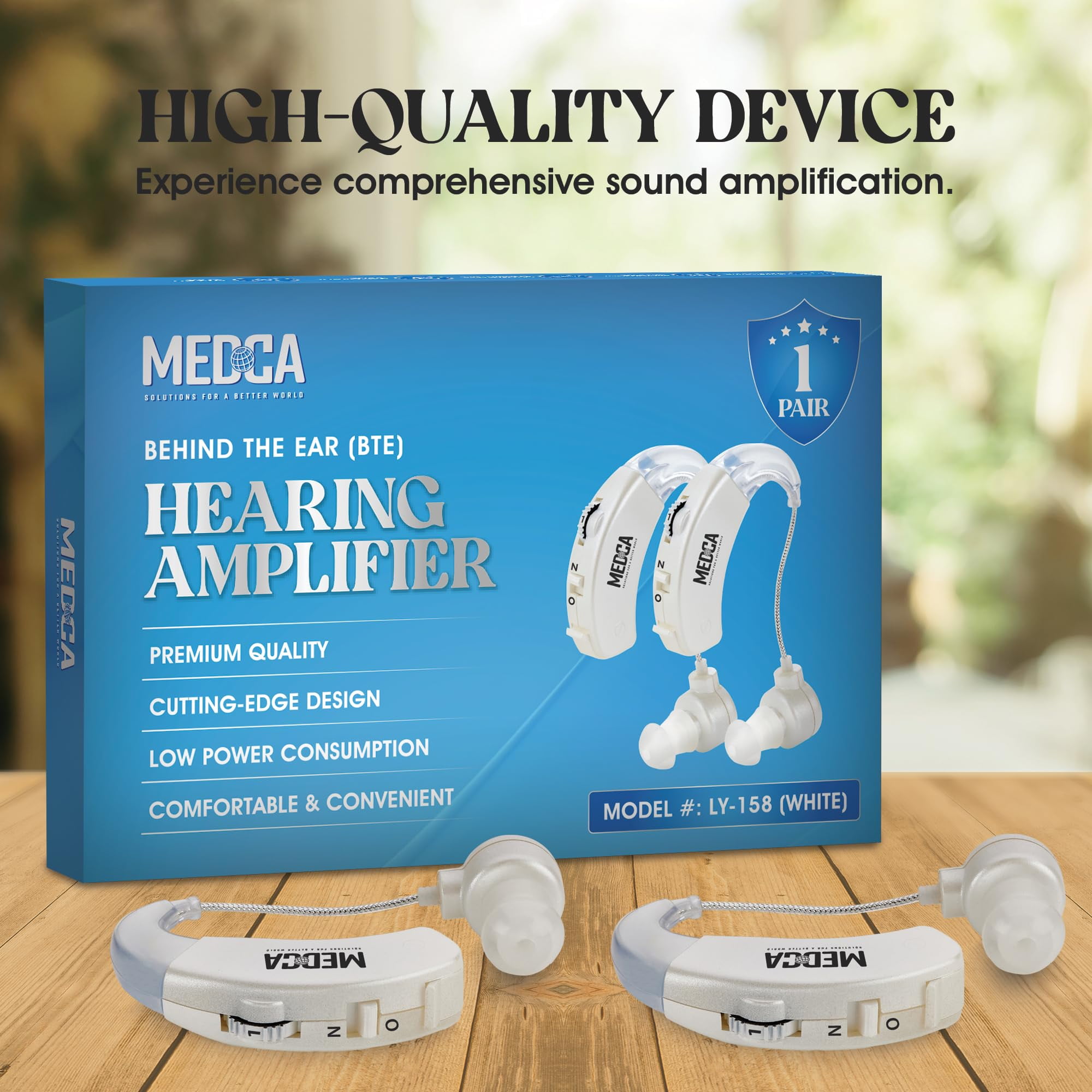 MEDca Digital Behind-the-Ear Hearing Amplifier Sound Enhancer - White