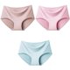thumbnail image 1 of Bragas de seda de hielo sin costuras para mujer, ropa interior cómoda de talla grande, M-XXL de cintura media, múltiples opciones de Color, lencería, 3 uds./Set, 1 of 4