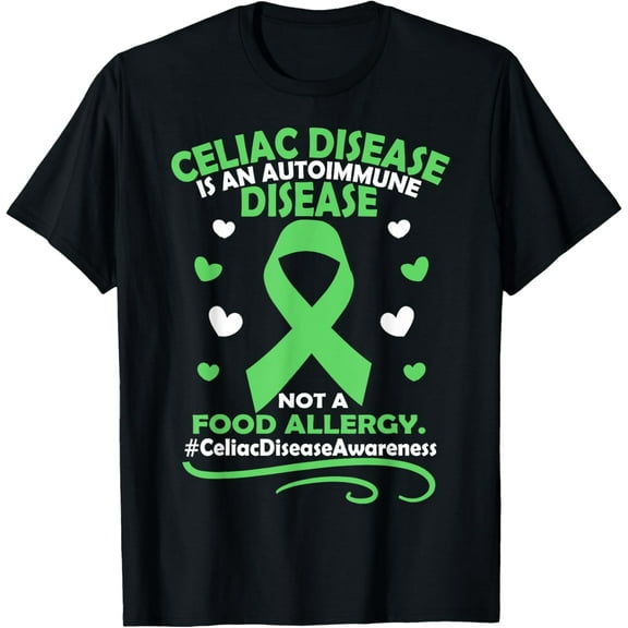 t-shirt Celiac Disease is an Autoimmune - Disease Awareness T-Shirt mens,black,women,funny,journey,Crew Neck, Short Sleeve,custom clothing patterns.gift