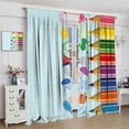 thumbnail image 4 of Children Pencil Curtains Cute Crayon Colourful Design Kids Boys Girls Curtain with Rod Pocket for Nursery Bedroom Home Drapes Window Treatments Set 2 Panels,42x54 Inches, 4 of 8