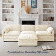 thumbnail image 3 of Asofer 110.2" L Shaped Sofa Couch, Modular Comfy Chenille Deep Seat Sofa with Movable Ottoman for Living Room, Apartment, Beige, 3 of 12