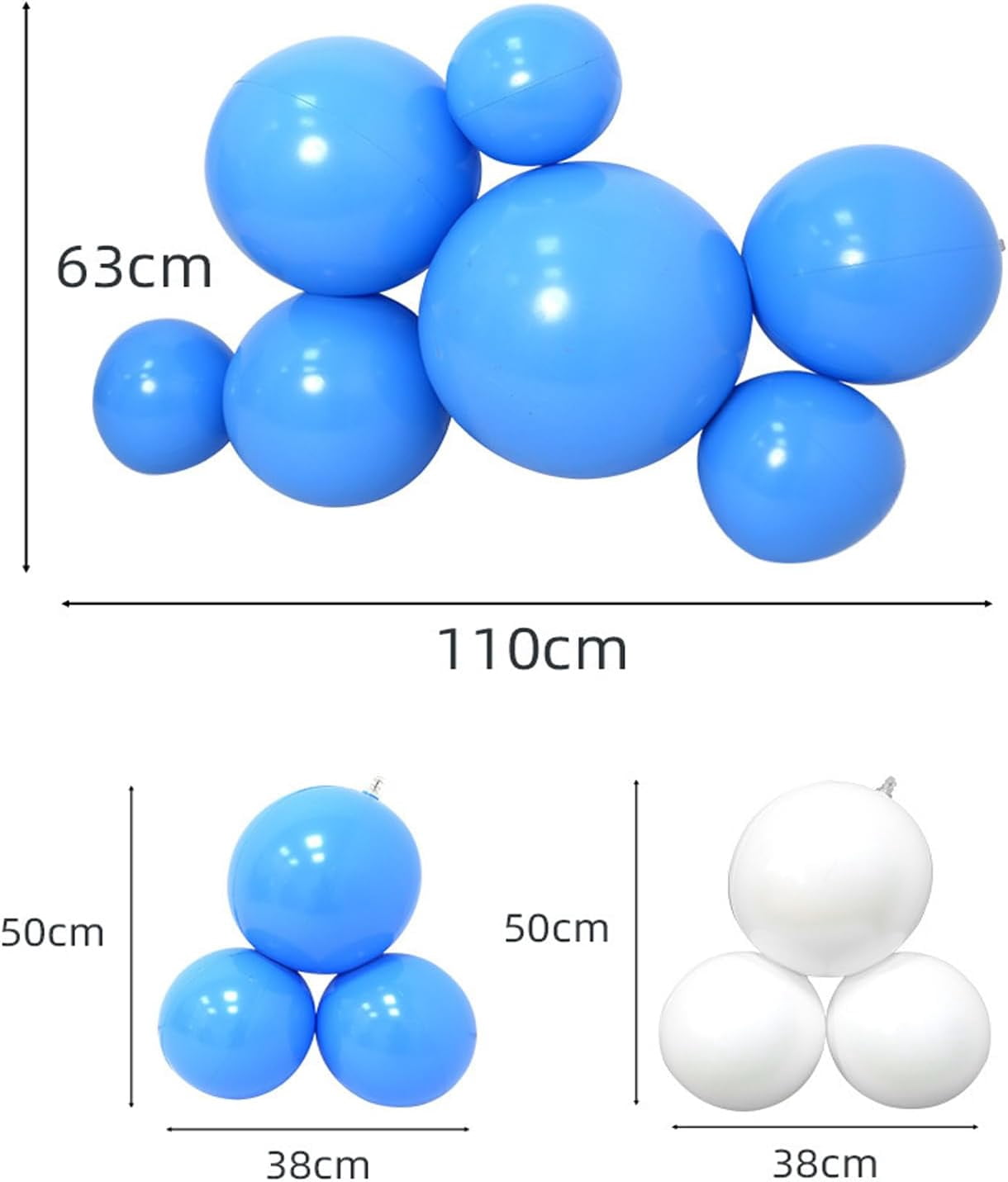 Reusable Inflatable Balloon Garland, 3/7 Cluster Reusable Inflatable Balloon Garland Arch Kit,Durable Pvc One-Piece Thickened Decorative Ball,Hanging Hole Design,For Birthdays,Weddings (Blue,B)