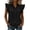 #281-Black, variant on Women's Business Casual Gingham Check Short Sleeve Shirt with Button Ruffle V-Neck for Everyday Wear
