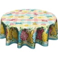 thumbnail image 1 of Easter Rabbit Tablecloth Round 60 Inch Eucalyptus Leaf Table Cloth Holiday Washable Fabric Table Cover for Home Kitchen Party Dinner Decor, 1 of 8