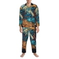 thumbnail image 3 of Fotbe Stained Glass Eagle USA Pijama de Hombre con Estampado de Manga Larga, Conjunto de 2 Piezas, Ropa de Dormir Suave y Cómoda con Bolsillos-Medium, 3 of 7