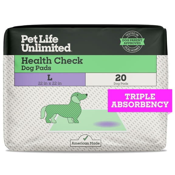 Pet Life Unlimited Health Check Dog Pads, Large, 22" x 22", 20ct