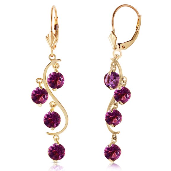Galaxy Gold 14k Yellow Gold Curved Earrings with Amethysts
