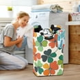 thumbnail image 5 of Yayeee Freestanding Laundry Hamper with Handle Collapsible Large Storage Basket for Clothes, White Clover Pattern, 5 of 7
