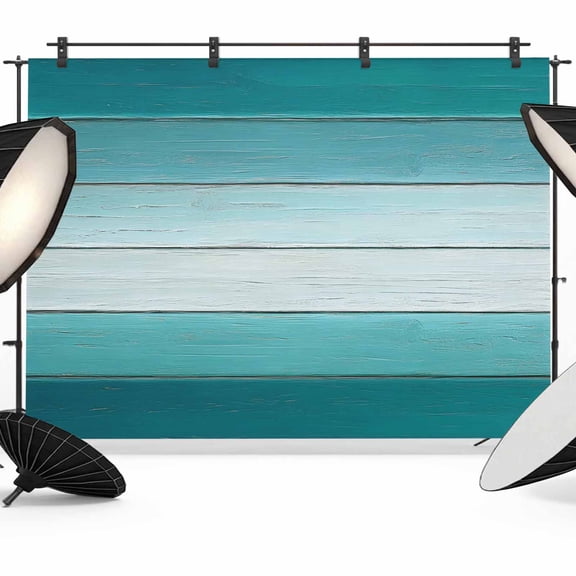 Teal Turquoise Backdrop for Photoshoot,Photography Photo Studio Background Wall Backdrop,Farmhouse Abstract Gradient Wooden Plank Back Drop Banner Panel for Portraits Wedding Live Streaming 8x6Ft