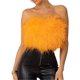 thumbnail image 1 of VISgogo Tops de tubo para mujer, decoración peluda de color sólido para adultos sin mangas con hombros descubiertos y espalda descubierta, tops cortos ajustados VISgogo moda, 1 of 9