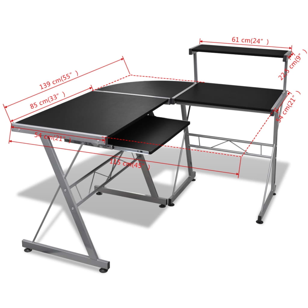 Kepooman 54.7" Home Office Sturdy Writing Table PC Desk with Pull Out Keyboard Tray, Black Kepooman 54.7" Home Office Sturdy Writing Table PC Desk with Pull Out Keyboard Tray, Black
