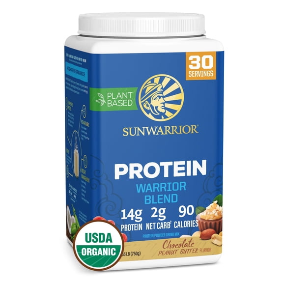 Sunwarrior Warrior Blend Vegan Protein Powder, Chocolate Peanut Butter Flavor, 13.2 oz