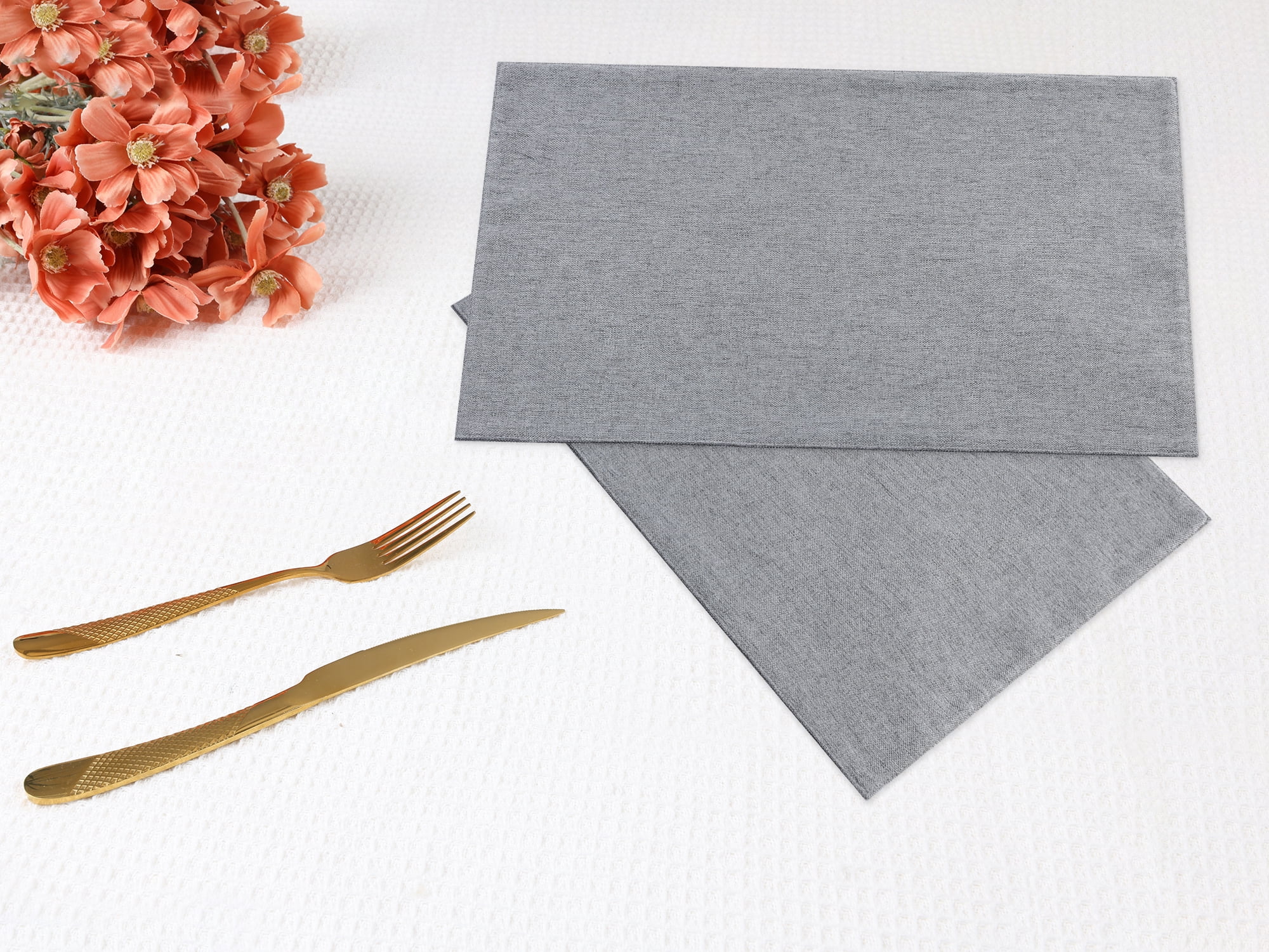 Unique Bargains Table Placemats 6 Pcs Polyester Placemats for Dining Table Decor Gray 18"x12"