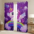 thumbnail image 2 of Unicorn Curtains & Drapes, Rainbow Unicorn Curtains With Stars Cloud, Dreamy Horse 30%-50% Blackout Curtains 42"Wx90"L 2 Panels Teens ren Adults Bedroom, 2 of 6