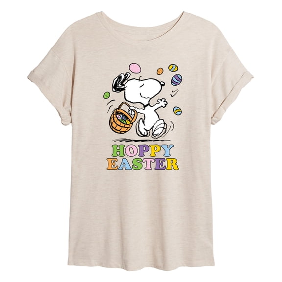 Peanuts - Hoppy Easter - Juniors Oversized Graphic T-Shirt