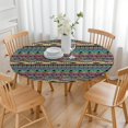 thumbnail image 3 of Boho Floral Print Vinyl Tablecloth with Elastic, 44 Inch Fits 38 to 42 Inch Round Tables, Liquid Resistant for Patio and Kitchen, 3 of 7