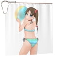 thumbnail image 5 of Moe Cute Play Ball Girl Pattern Shower Curtain, Japanese Anime Character Waterproof Bath Curtains for Bathroom Decorations, 72 x 72 inches, 5 of 7