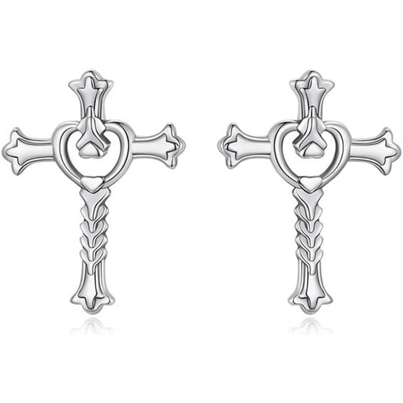Stylish Cross Earrings for Women Men Dainty S925 Sterling Silver Cross Stud Earring Hypoallergenic Lightweight Design Minimalist Simple Small Earrings Religious Jewelry for Her