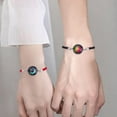 thumbnail image 4 of 2 Pcs Bracelets Soleil & Lune 7 Pouces avec Rallonge 2 Pouces Lumineux 304 Acier Inoxydable Verre Plat Bracelet à Maillons Ronds Réglable Cordon en Nylon Bracelets Lumineux dans le Noir pour Usage Quotidien, 4 of 4