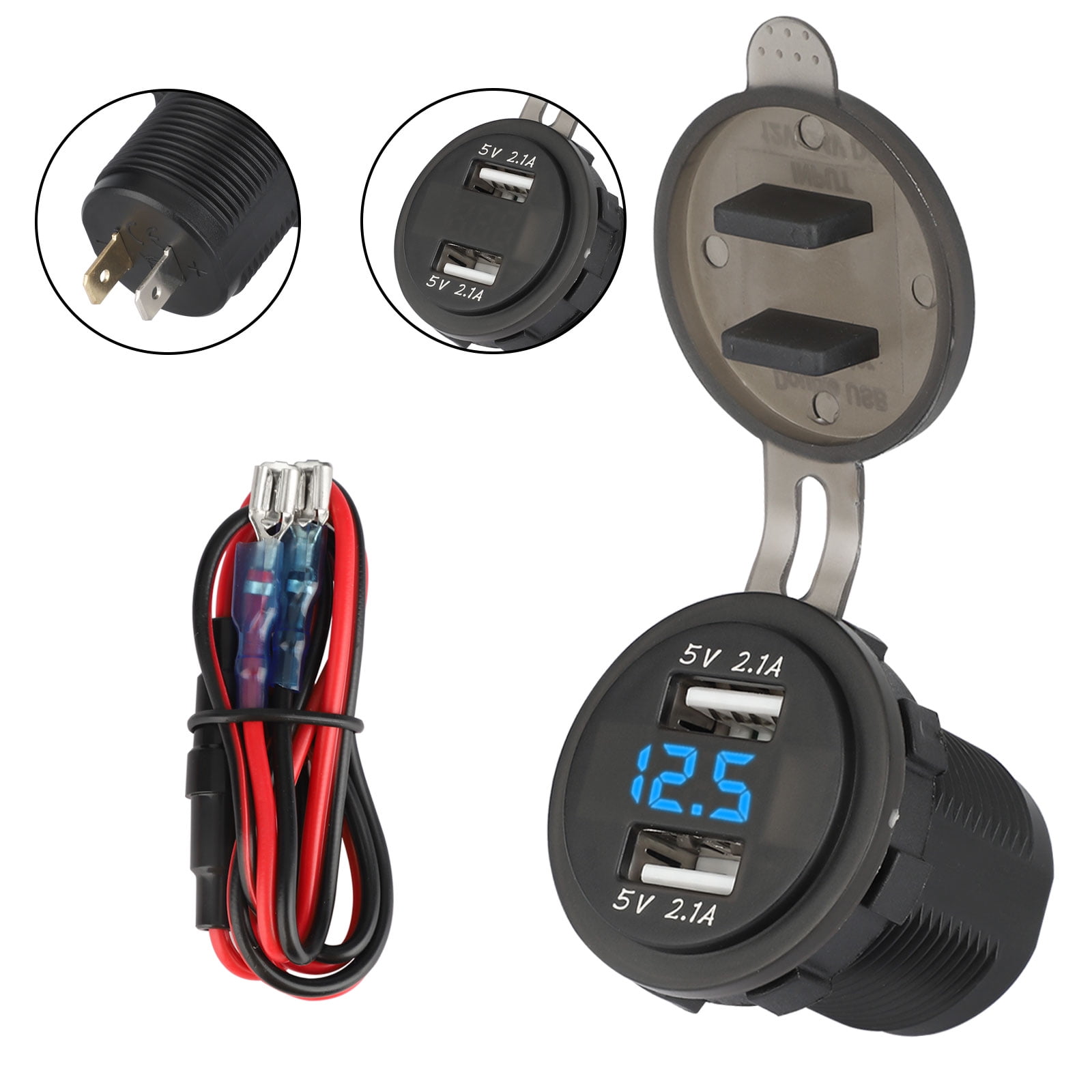 USB Car Charger Socket, Lingsida Dual USB 12V24V Car Cigarette Lighter Socket Splitter, Dual