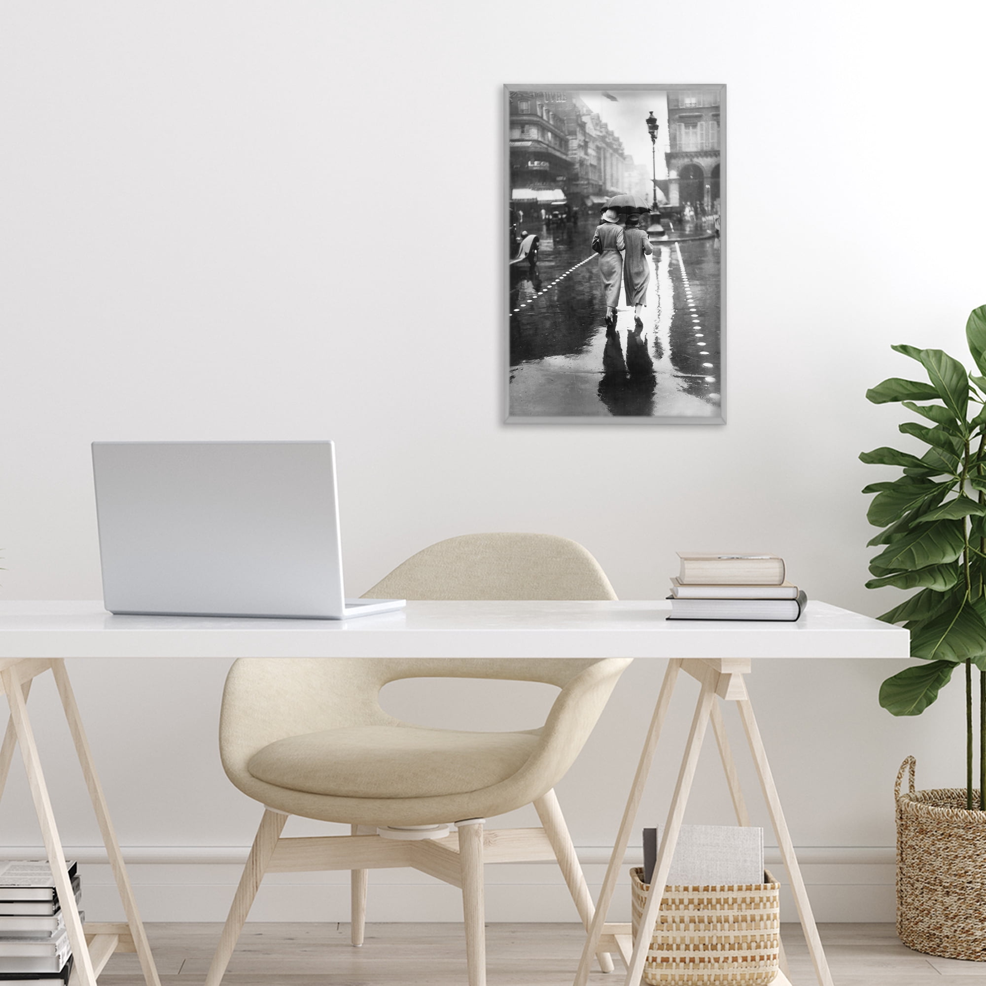 Stupell Industries Paris In The Rain Gray Framed Giclee Art, design by Vintage Hustle