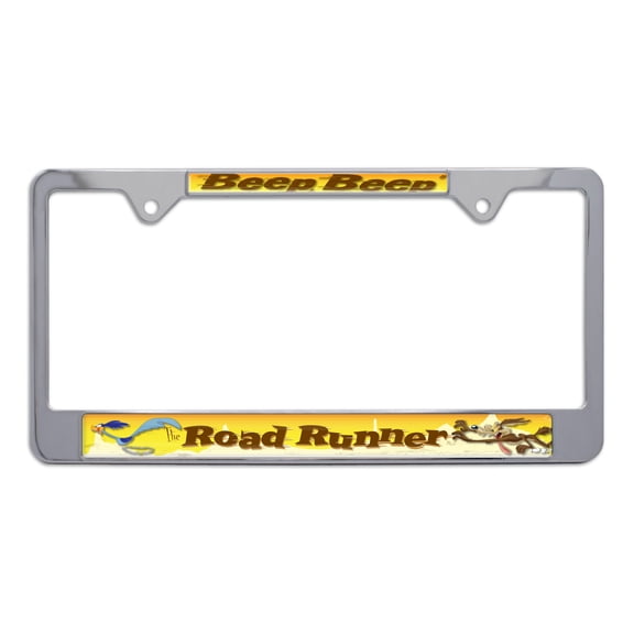 Elektroplate Officially Licensed Looney Tunes Road Runner "Beep Beep" Chrome-Plated All-Metal Standard Size License Plate Frame 1-Pack