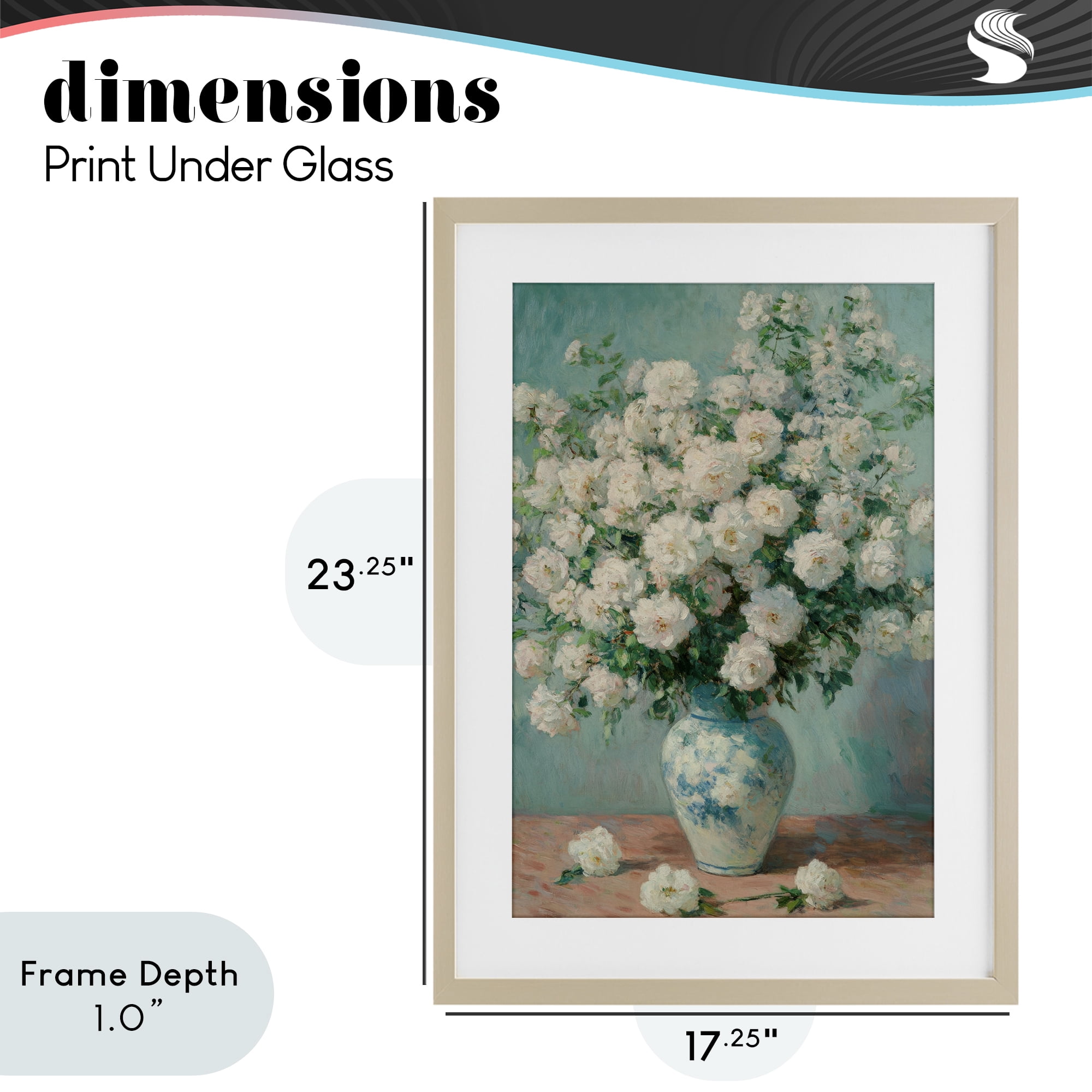 Stupell Industries Lush Bouquet of White Roses Birch Framed Print Under Glass, design by Petal Prints Design